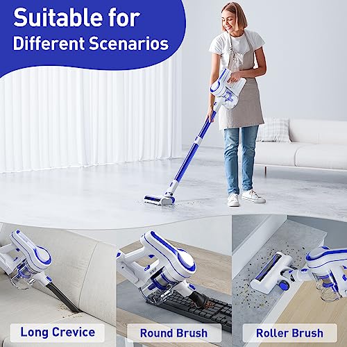 EICOBOT Cordless Vacuum Cleaner, 23Kpa Powerful Suction Lightweight Stick Vacuum Cleaner with Detachable Battery Up to 35 Mins Runtime,6 in 1 Handheld Vacuum for Hard Floor Carpet Pet Hair Sea Blue