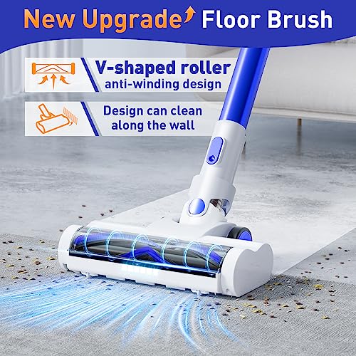 EICOBOT Cordless Vacuum Cleaner, 23Kpa Powerful Suction Lightweight Stick Vacuum Cleaner with Detachable Battery Up to 35 Mins Runtime,6 in 1 Handheld Vacuum for Hard Floor Carpet Pet Hair Sea Blue