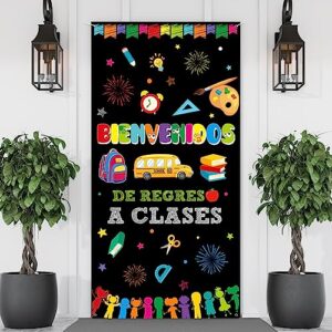 Bienvenidos Spanish Welcome Back to School Door Cover Decorations, Back to School Classroom Door Banner Decor, Back to School Banner Classroom Door Decorations for Teachers School Supplies 70.8"x35.4"