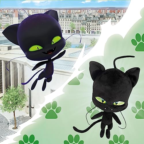 Miraculous Ladybug - Kwami Mon Ami Plagg, 9-inch Cat Plush Toys for Kids, Super Soft Stuffed Toy with Resin Eyes, High Glitter and Gloss, and Detailed Stitching Finishes (Wyncor)