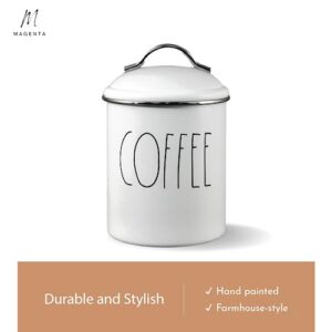 Rae Dunn Tin Coffee Canister, Tin Canister with Lid and Elongated Writing