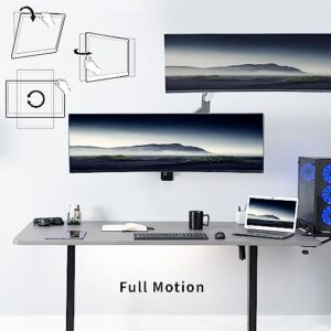 VIVO Premium Aluminum Heavy Duty Monitor Arm for Ultrawide Screens up to 49 inches and 44 lbs, Single Wall Mount, Pneumatic Height, Max VESA 100x100, Black, MOUNT-V101G1