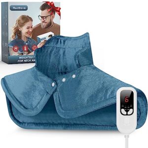 New Hucttsva Heating Pad for Neck and Shoulder, 2lb Weighted Electric Neck Heating Pads for Back Pain Relief, 6 Heat Settings 4 Timers Auto Off, Christmas Birthday Gifts for Women Men Mom Dad