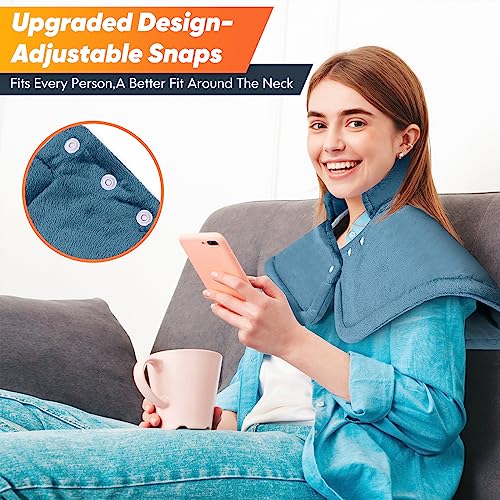 New Hucttsva Heating Pad for Neck and Shoulder, 2lb Weighted Electric Neck Heating Pads for Back Pain Relief, 6 Heat Settings 4 Timers Auto Off, Christmas Birthday Gifts for Women Men Mom Dad