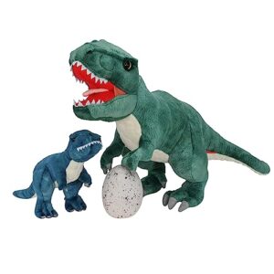 wilomis dinosaur stuffed animal 12” mommy with baby, 3 pieces of cute dinosaur plush toys dino plushies for kids girls boys set（t-rex family）