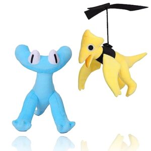 VOGNCHG Rainbow Friends Chapter 2 Plushies, 9.8inch Soft Game Monster Stuffed Figure Plushies Doll, Gifts for Fans and Friends,Adults Kids Birthday Party Favor,Thanksgiving Christmas (Cyan + Yellow)