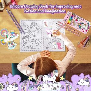 Unicorns Gifts for Girls - Cute School Supplies Set - 48 Pcs Kawaii Stationary Set - Stationary Letter Writing Kit - Best Birthday Gift for 6 7 8 9 10 11 12 Teen Girl