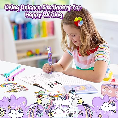 Unicorns Gifts for Girls - Cute School Supplies Set - 48 Pcs Kawaii Stationary Set - Stationary Letter Writing Kit - Best Birthday Gift for 6 7 8 9 10 11 12 Teen Girl