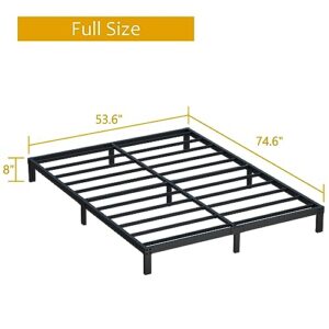 Maenizi 8 Inch Full Size Bed Frame No Box Spring Needed, Heavy Duty Metal Platform Bed Frame Full Support Up to 3000 lbs, Easy Assembly, Noise Free, Black