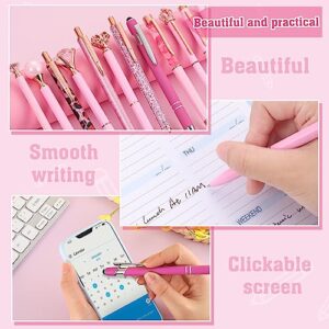 BESARME 12 Pcs Pink Ballpoint Pens Set, Pink Gifts for Women Crystal Diamond Pens Retractable Glitter Fancy Pens for Journaling Offices Schools Wedding Home Stationery Supplies Mother's Day Gift