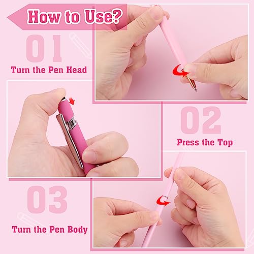 BESARME 12 Pcs Pink Ballpoint Pens Set, Pink Gifts for Women Crystal Diamond Pens Retractable Glitter Fancy Pens for Journaling Offices Schools Wedding Home Stationery Supplies Mother's Day Gift