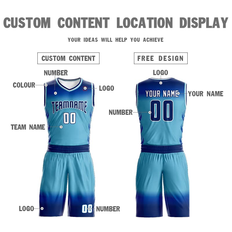 Custom Gradient Basketball Jersey Kit Printed Team Name &Number Suit for Adults Boys Personalized Athletic Uniform