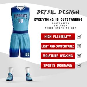 Custom Gradient Basketball Jersey Kit Printed Team Name &Number Suit for Adults Boys Personalized Athletic Uniform