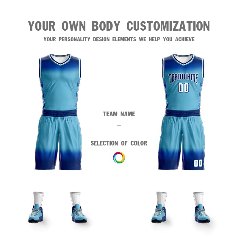 Custom Gradient Basketball Jersey Kit Printed Team Name &Number Suit for Adults Boys Personalized Athletic Uniform