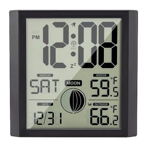 wall clock- atomic clock with indoor outdoor temperature digital wall clock large display silent, battery operated wall clock for bedroom seniors desk living room office bathroom kitchen shower decor