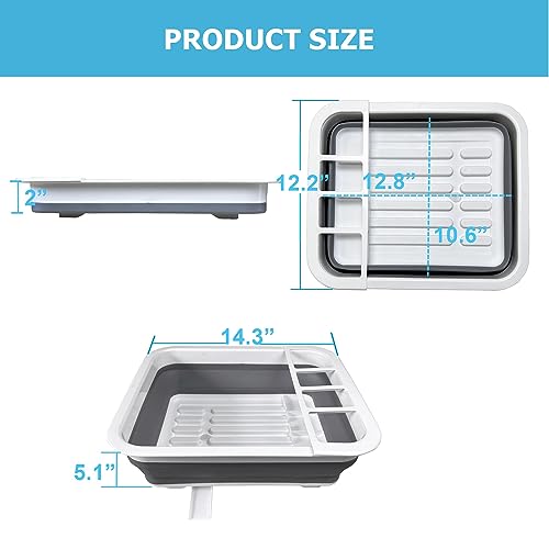 MontNorth Collapsible Dish Drying Rack with Drain Plug and Swivel Spout - Lightweight, Compact and Space-Saving Dish Drainer Organizer for Kitchen, RV, Campers and Travel Trailers