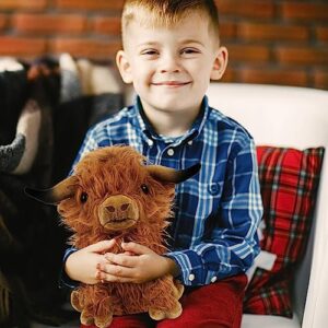 Erweicet Scottish Highland Cow Stuffed Animal 9 Inch Highland Cow Doll Highland Cow Plush Cute Soft Toy for Babys Kids Girls Boys Adults Birthday Gifts Home Decoration