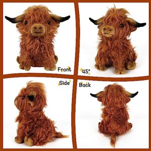 Erweicet Scottish Highland Cow Stuffed Animal 9 Inch Highland Cow Doll Highland Cow Plush Cute Soft Toy for Babys Kids Girls Boys Adults Birthday Gifts Home Decoration