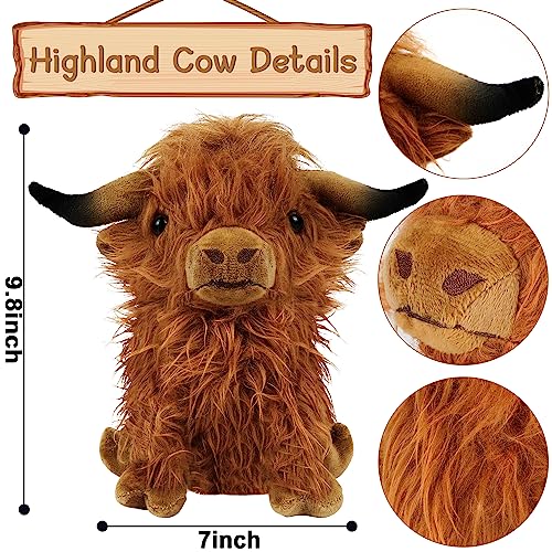 Erweicet Scottish Highland Cow Stuffed Animal 9 Inch Highland Cow Doll Highland Cow Plush Cute Soft Toy for Babys Kids Girls Boys Adults Birthday Gifts Home Decoration