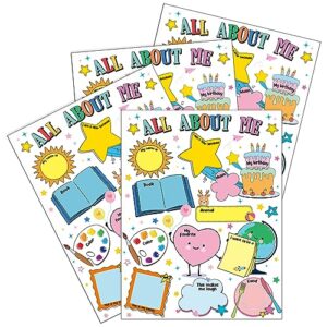 30 pcs all about me coloring posters pack,colorful star student poster first day of school fill in poster ideas project chart for preschool elementary kindergarten craft classroom activities supply (colorful)