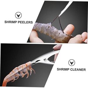 BESTonZON 2 Sets 2 Pcs Stainless Steel Shrimp Opener Household Cleaner Fish Scale Remover Kitchen Deveiner Seafood Shucker Seafood Cleaner Tool Stainess Steel Shrimp Peeler Prawn Deveiners