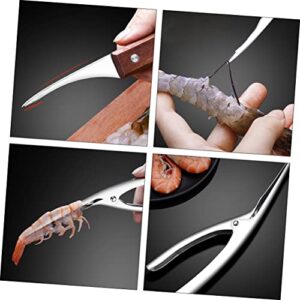 BESTonZON 2 Sets 2 Pcs Stainless Steel Shrimp Opener Household Cleaner Fish Scale Remover Kitchen Deveiner Seafood Shucker Seafood Cleaner Tool Stainess Steel Shrimp Peeler Prawn Deveiners