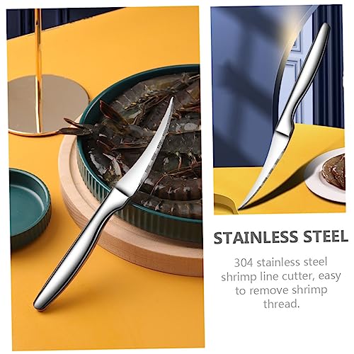 Angoily 2 Pcs Shrimp Cutter Household Tools Seafood Tools Stainless Steel Cleaner Shrimp Deveiner Shrimp Peeling Tool Lobster Deveiner Tool Shrimp Cleaner Tool Shrimp Tool Shrimp Line Tool