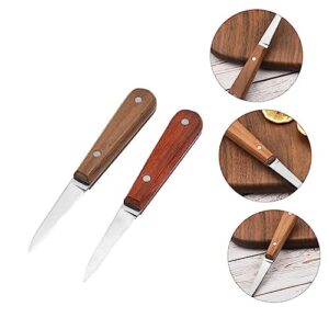 Angoily Oyster Cutter 2pcs Stainless Steel Oyster Knife Seafood Cutting Tool Scallop Stainless Steel, Wood Scallop Kitchen Supplies