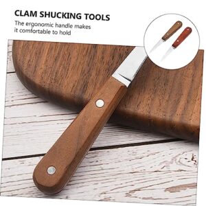 Angoily Oyster Cutter 2pcs Stainless Steel Oyster Knife Seafood Cutting Tool Scallop Stainless Steel, Wood Scallop Kitchen Supplies
