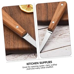 Angoily Oyster Cutter 2pcs Stainless Steel Oyster Knife Seafood Cutting Tool Scallop Stainless Steel, Wood Scallop Kitchen Supplies