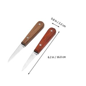 Angoily Oyster Cutter 2pcs Stainless Steel Oyster Knife Seafood Cutting Tool Scallop Stainless Steel, Wood Scallop Kitchen Supplies