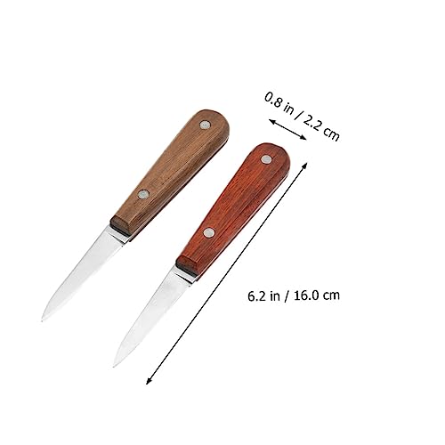 Angoily Oyster Cutter 2pcs Stainless Steel Oyster Knife Seafood Cutting Tool Scallop Stainless Steel, Wood Scallop Kitchen Supplies