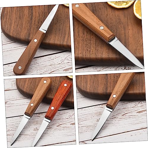 Angoily Oyster Cutter 2pcs Stainless Steel Oyster Knife Seafood Cutting Tool Scallop Stainless Steel, Wood Scallop Kitchen Supplies