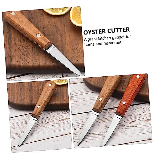 Angoily Oyster Cutter 2pcs Stainless Steel Oyster Knife Seafood Cutting Tool Scallop Stainless Steel, Wood Scallop Kitchen Supplies