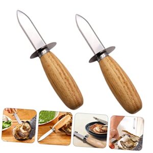 Angoily Seafood Tools 2pcs Stainless Steel Oyster Knife Oyster Shucker Shell Cutter Kitchen Supplies Stainless Steel, Wood Shelled Shell Knife Oyster Shucking Tools Oyster Cutter