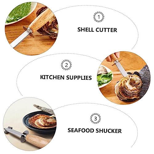 Angoily Seafood Tools 2pcs Stainless Steel Oyster Knife Oyster Shucker Shell Cutter Kitchen Supplies Stainless Steel, Wood Shelled Shell Knife Oyster Shucking Tools Oyster Cutter