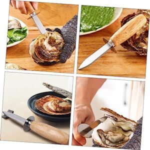 Angoily Seafood Tools 2pcs Stainless Steel Oyster Knife Oyster Shucker Shell Cutter Kitchen Supplies Stainless Steel, Wood Shelled Shell Knife Oyster Shucking Tools Oyster Cutter