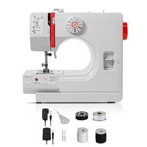 wallecom portable sewing machine for beginners and kids with 12 stitch applications, dual speed, and reverse stitch- small sewing machine with foot pedal, easy to use electric mini sewing machine