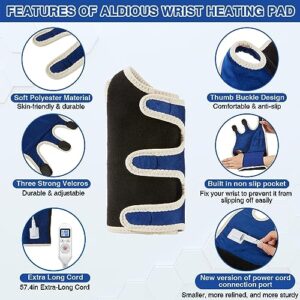 ALDIOUS Heating Pad for Wrist Pain, Heated Hand Wrap for Arthritis, Carpal Tunnel Relief, Tendonitis, Injuries, Wrist and Hand Pain Relief, 86-158℉ Adjustable Temperature, Auto Shut Off