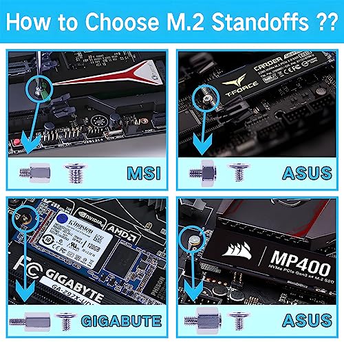 Zmbroll 200Pcs M.2 SSD Mounting Screws Silver Laptop Screws m.2 Standoff and Screw M2 Motherboard Standoffs Notebook Computer Screw Set with Screwdriver for Asus Gigabyte MSI Motherboards