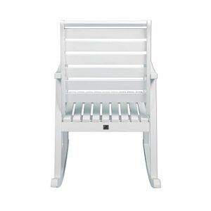 JONATHAN Y RCK101C Carey Modern Slat-Back 300-Lbs Support Acacia Wood Patio Outdoor Rocking Chair for Garden, Lawn, Backyard, Pool, Deck, Beach, Firepit, White