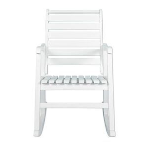 JONATHAN Y RCK101C Carey Modern Slat-Back 300-Lbs Support Acacia Wood Patio Outdoor Rocking Chair for Garden, Lawn, Backyard, Pool, Deck, Beach, Firepit, White