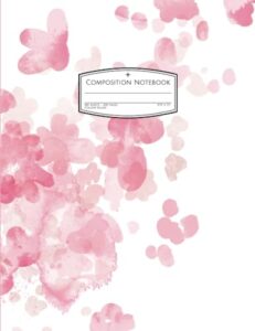 pink watercolor floral | 200 pages (100 sheets) | 9-3/4" x 7-1/2" | school & office supplies | composition book