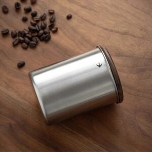 LAPLACE Stainless Steel Airtight Coffee Canister with Walnut Lid, Food Storage Container for Coofee Beans, Tea, Dry Goods, Candy 16 Oz