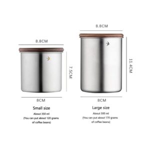 LAPLACE Stainless Steel Airtight Coffee Canister with Walnut Lid, Food Storage Container for Coofee Beans, Tea, Dry Goods, Candy 16 Oz