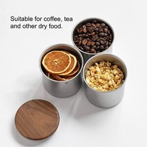 LAPLACE Stainless Steel Airtight Coffee Canister with Walnut Lid, Food Storage Container for Coofee Beans, Tea, Dry Goods, Candy 16 Oz