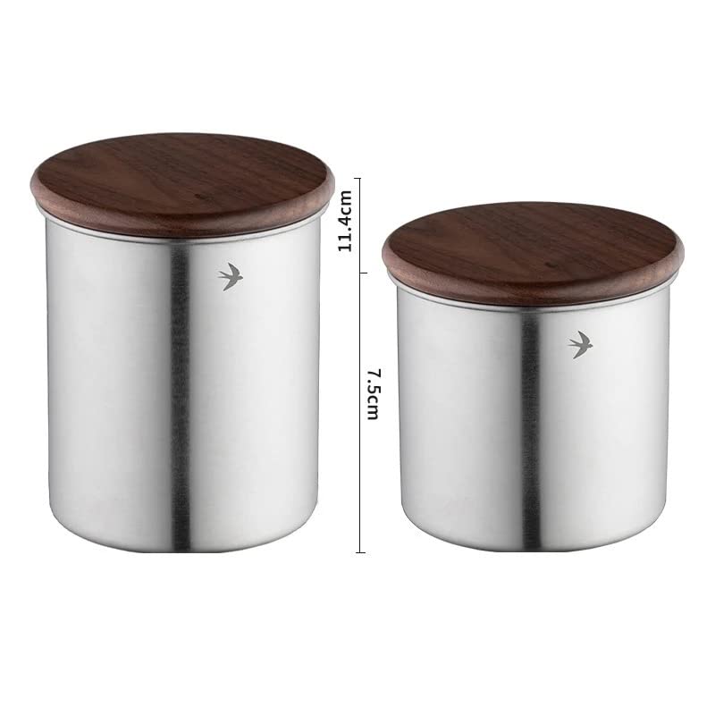 LAPLACE Stainless Steel Airtight Coffee Canister with Walnut Lid, Food Storage Container for Coofee Beans, Tea, Dry Goods, Candy 16 Oz