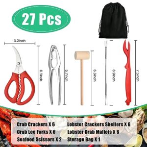 Aemygo 26 Pcs Seafood Tools Set Include Crab Crackers, Seafood Scissors, Lobster Sheller, Crab Hammer,and Shellfish Forks,Nutcracker Nut Cracker Set