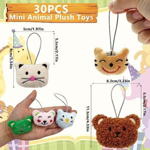 XIPEGPA 30 PCS Mini Animal Plush Toys Set Cute Small Animal Stuffed Toy Keychain for Party Favors Keychain Ornament for Goody Bag Easter Egg Stuffers Carnival Birthday Party Classroom Prizes