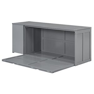 Merax Murphy Bed Queen Size, Murphy Cabinet Bed with Rotatable Desk and Shelves, Gray